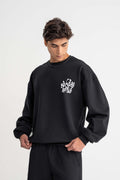 sıfır yaka baskılı sweatshirt