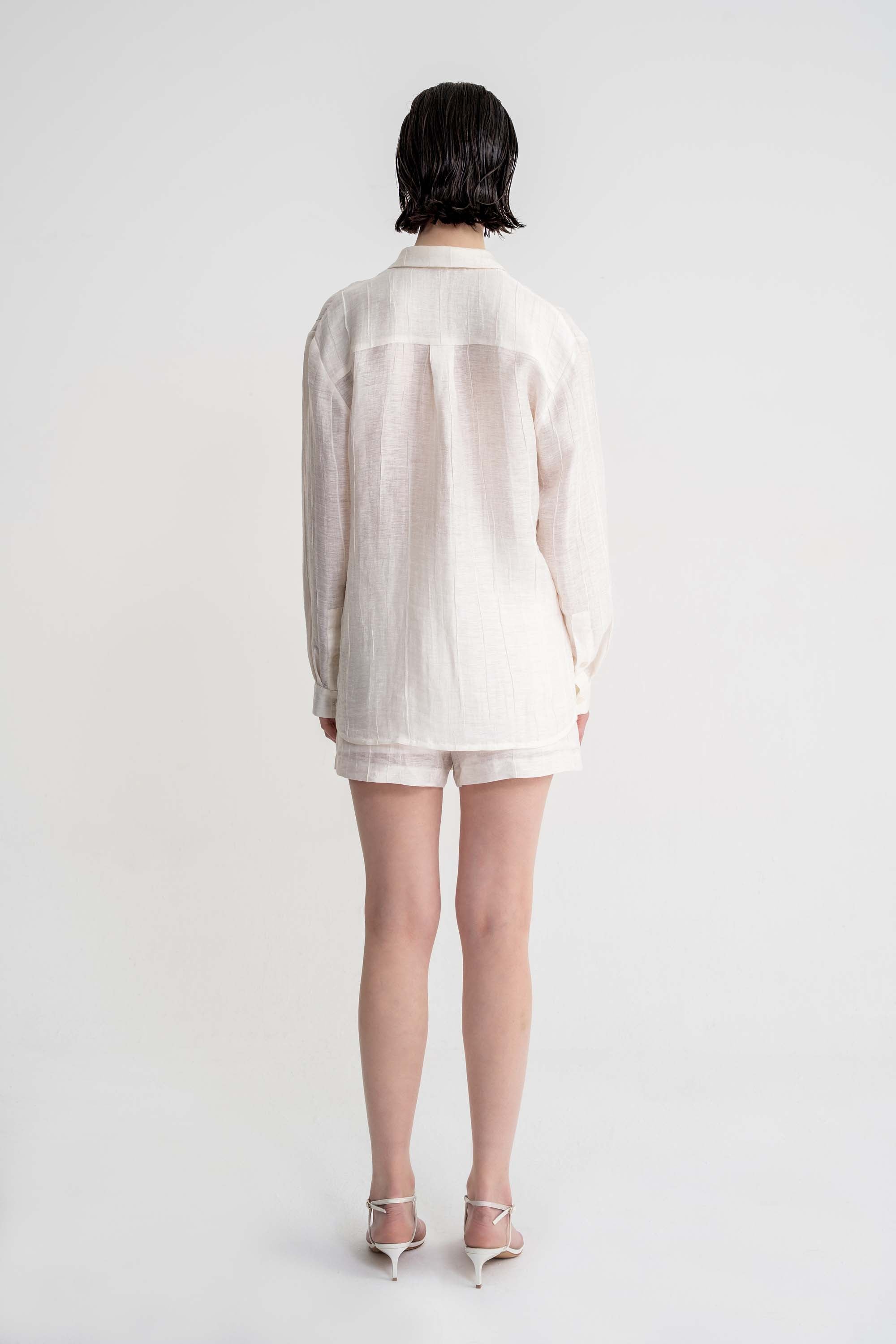 keten karışımlı oversize gömlek