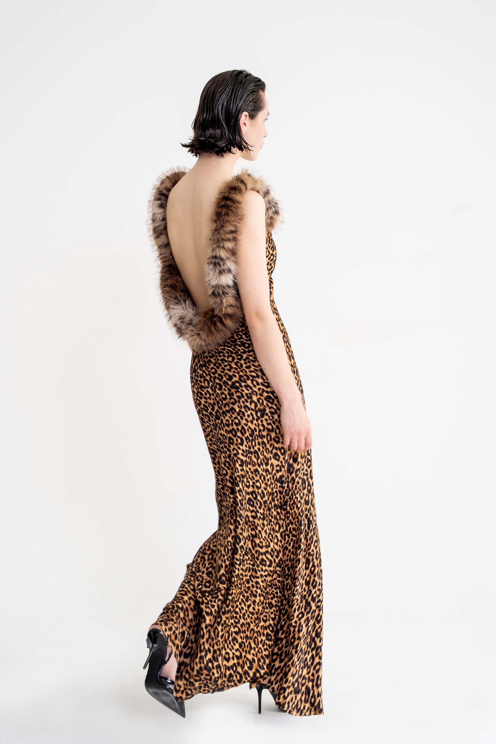 kürk leopar elbise