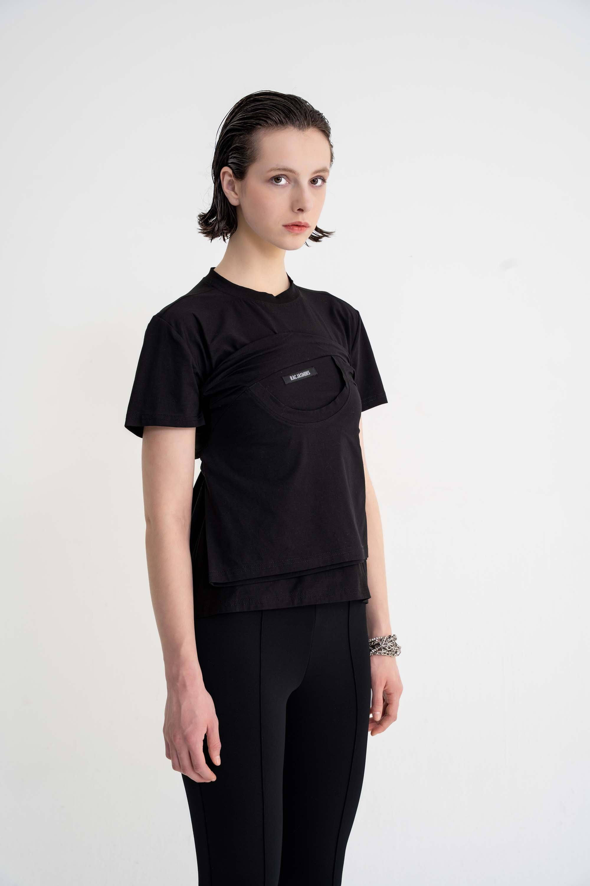 arkadan bağlamalı katmanlı t-shirt